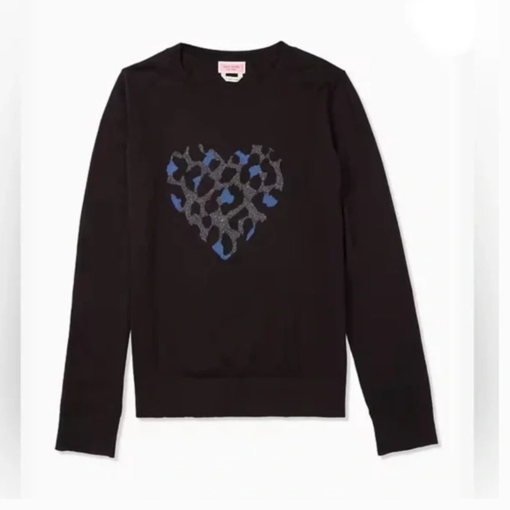 kate spade Broome Street Leopard Heart Sweater size small